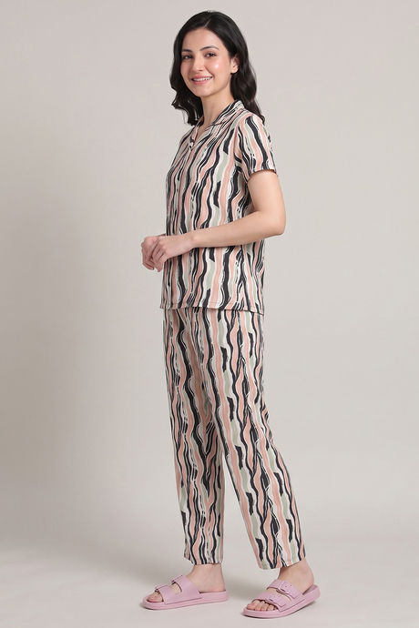 Zivame Naps Collection Knit Poly Pyjama Set - Black Beauty — image 2